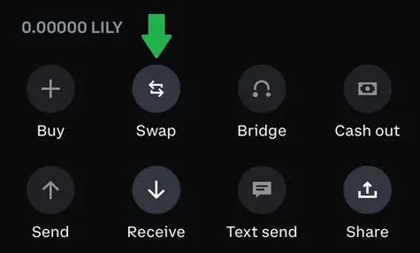 lily coinbase wallet guide swap button