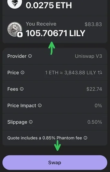 6 lily phantom wallet guide finalize swap